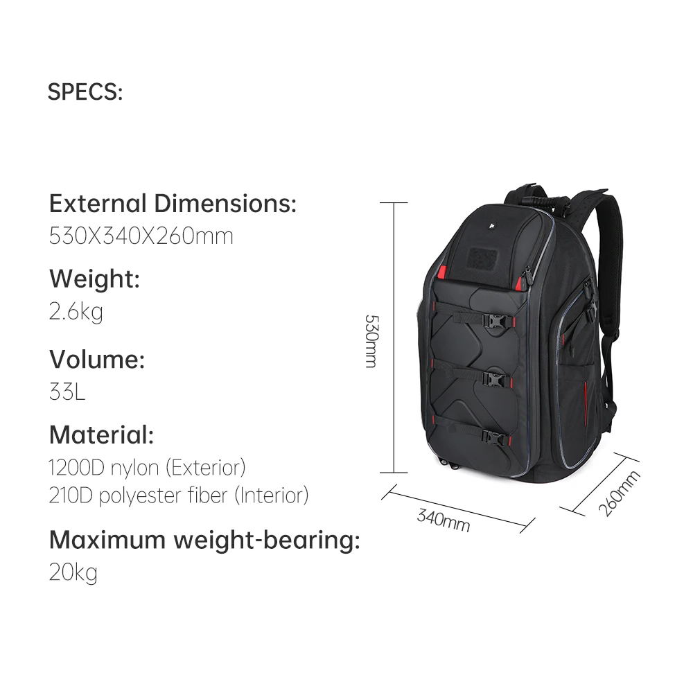 IFlight FPV Drone Backpack 530X340X260mm 33 Liter High Capacity Adjustable Compartment With RGB Light Strips for FPV Drone
