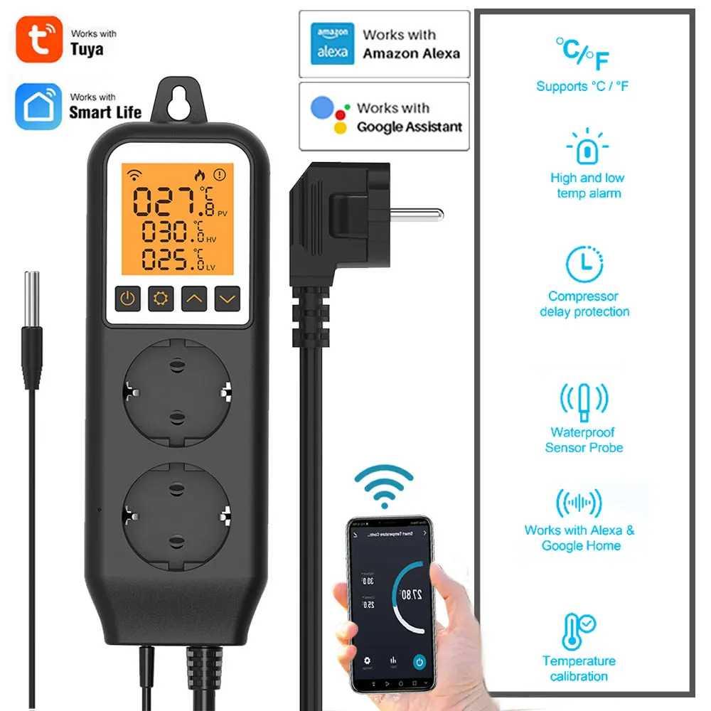 

Умный термостат с зондом для дома, теплицы и фермы, 220 В