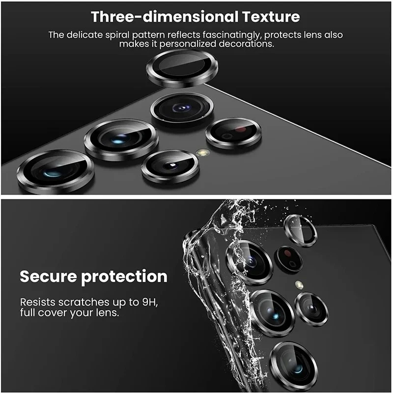 8K Camera Protector Metal Lens Ring with Tempered Glass Cover