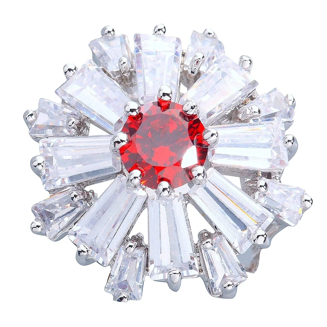 

7*7 мм Красное Гранатовое стандартное серебряное кольцо