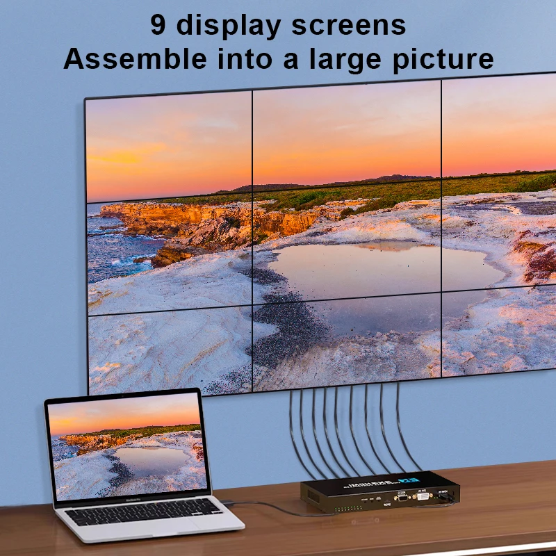Фото Настенный видеоконтроллер 4K, 3x3, 9 экранов, 1x3, 1x4, 2x3, HDMI, ТВ, настенный контроллер, 9-канальный многоэкранный аппарат, процессор №2