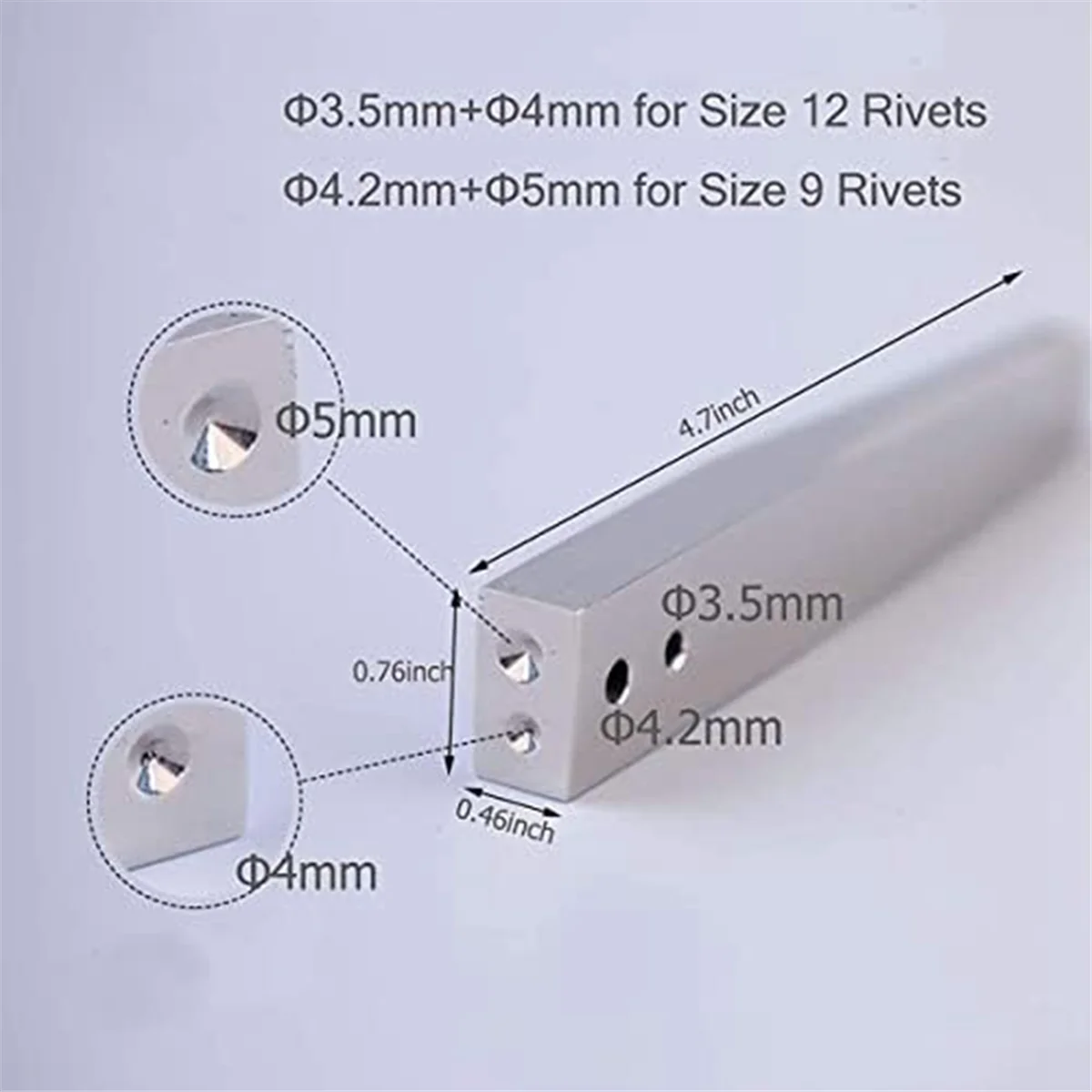 Copper Rivets Burrs Setter,Rivet and Burrs Setter 2-in-1 9 12 Copper Rivet Fastener Install Tool for Rivet Installing