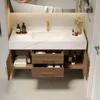 Modern 39" Floating Bathroom Vanity Set Stone Top Wall Mounted Bathroom Cabinet 4