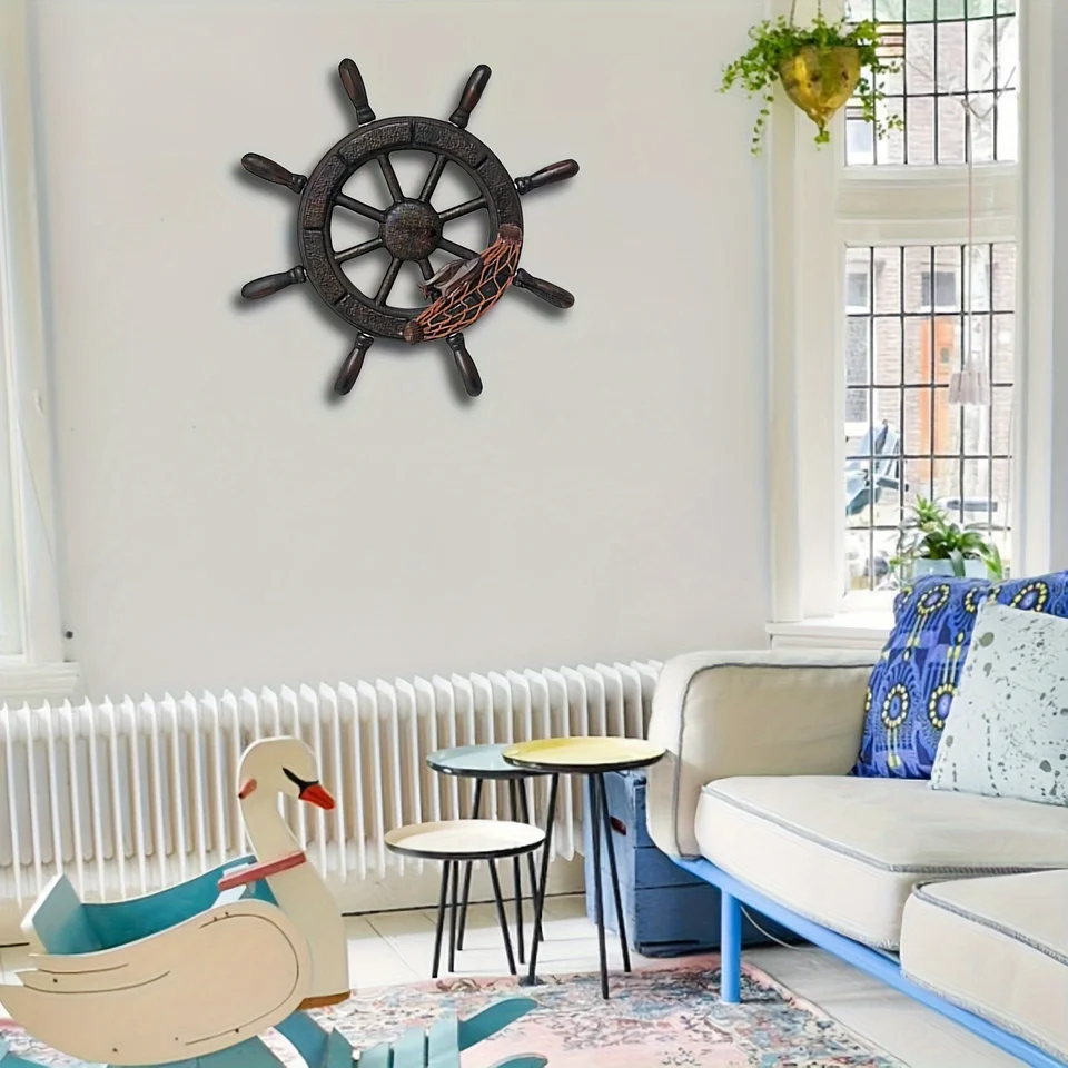 壁に掛かっている古代の木製ボート、32センチメートル/12.6インチ、海