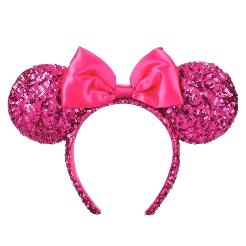 Disney Mermaid Princess Mickey Mouse Ears Headband Big Sequin Bows EARS COSTUME Headband Cosplay Plush Adult/Kids Headband Gift