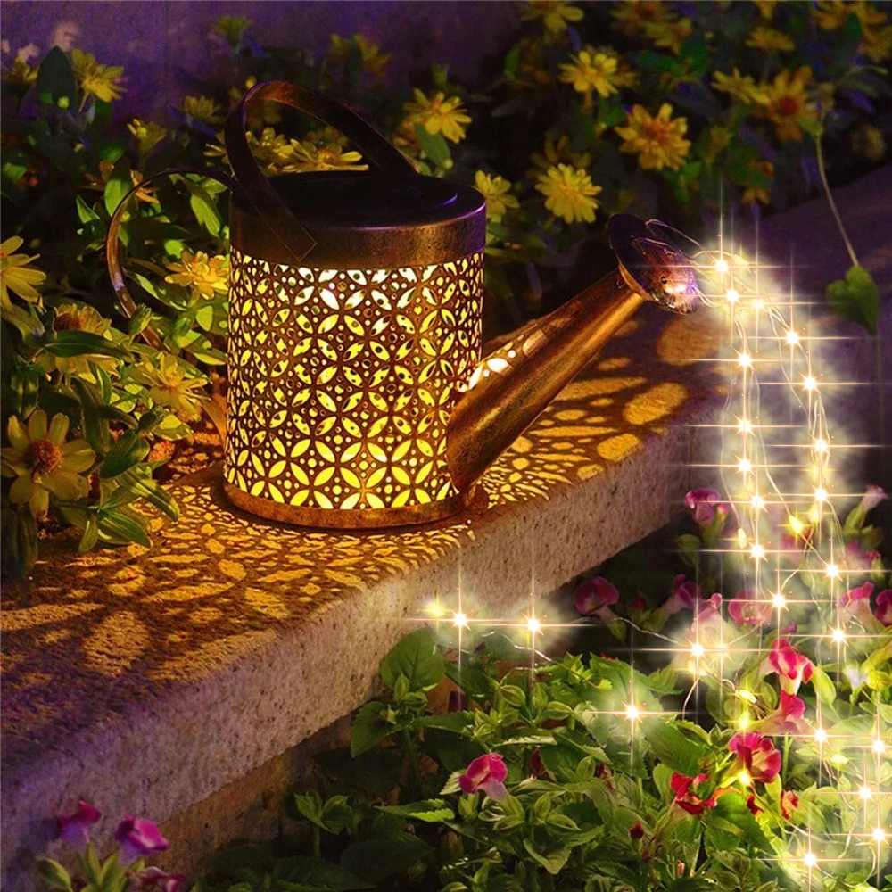 

Solar Outdoor LED String Light Watering Can Light Hanging Waterfall Lamp Waterproof Garden Decor Yard Lawn Landscape Night Lamp