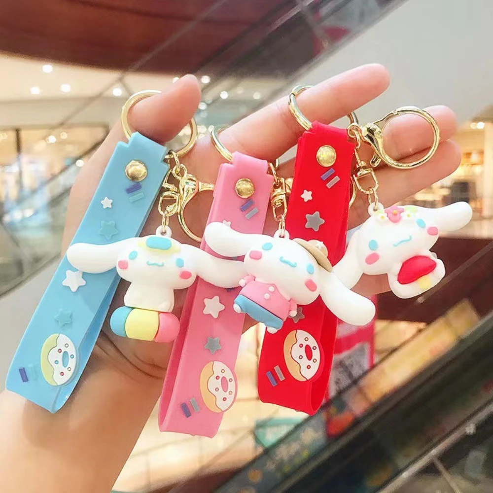 

Kawaii Sanrio Keychain Kuromi Cinnamoroll Bag Pendant MyMelody Hello Kitty Accessories Toy Pvc Food Series Keyring for Girl Gift