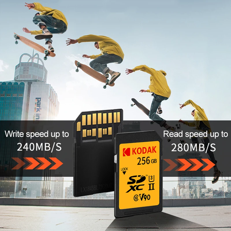 KODAK-Carte SD U3 V90 8K Haute Vitesse 280 MBumental Microsd Cartes SD SDHC  SDXC UHS