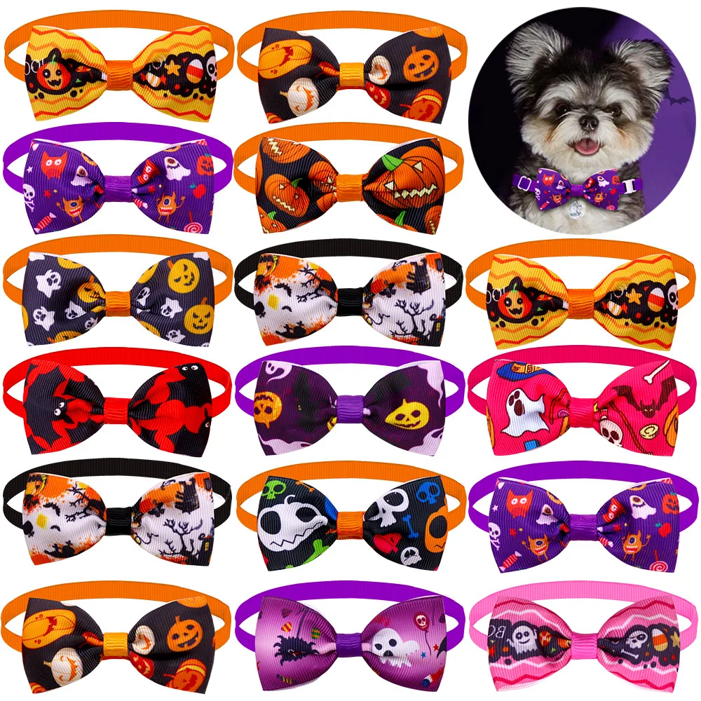 

50pcs Halloween Dog Accessoires Small Dog Bow Tie Skull Pumpkin Pet Supplies Dog Pet Dog Bowtie/ Bow Tie Small Dog