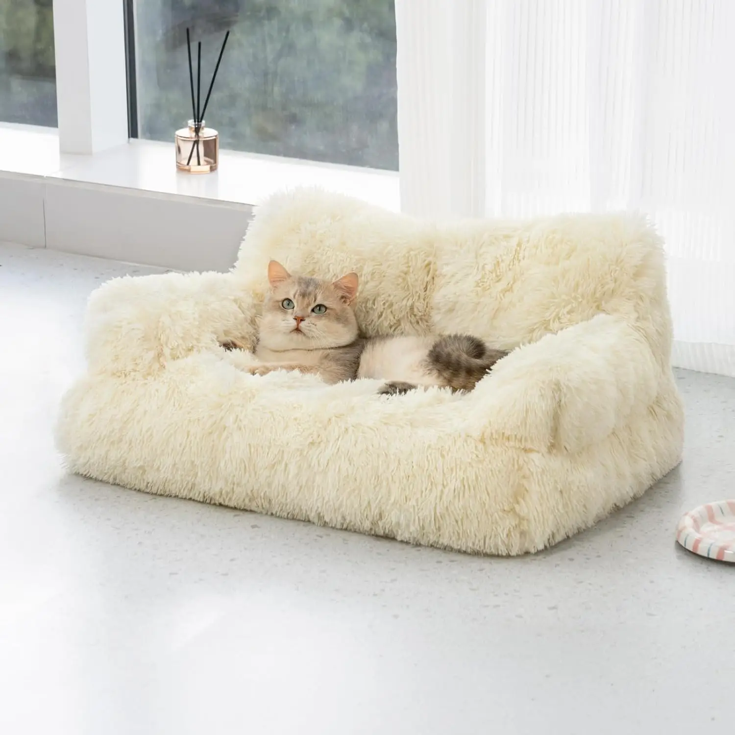 

Mewoofun Pet Bed for Cats & Small Dogs Washable Puppy Sleeping Bed Cat Couch Pet Sofa Bed Soft Cat Sofa Beds for Indoor