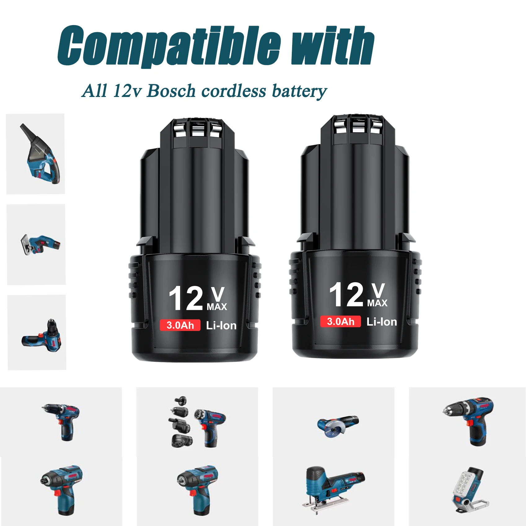 Battool – Batterie de remplacement pour Bosch, GBA 12 V 6ah, Li