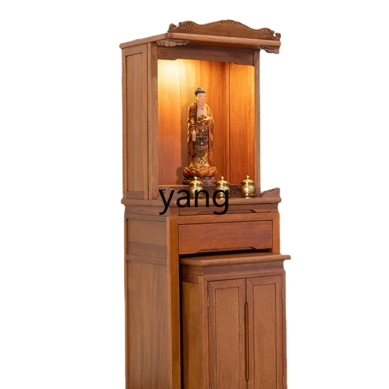 

Yjq Modern Light Luxury Small Buddha Niche New Chinese Style Clothes Closet Solid Wood Home Altar God of Wealth Worship Table