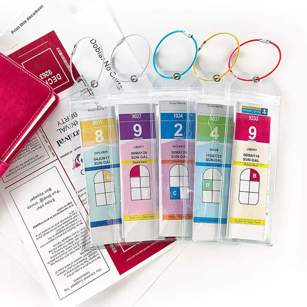 Luggage Tag Holder Waterproof Cruise Luggage Tag Set with Zip Seal Holder 10 Pcs Reusable Carnival Essentials for Document 5