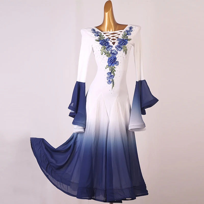 

2022 Woman New National Standard Dance Performance Dress Modern Dance Dress Adult Waltz Show Dress Customize MQ352