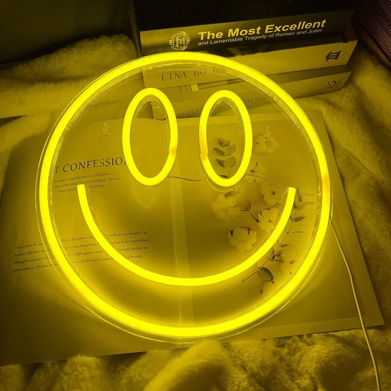 USB Powered Smiley Face Neon Lights Room Décor Neon Sign Lighting For Room Decor Holiday Party Gift Personalized Gift