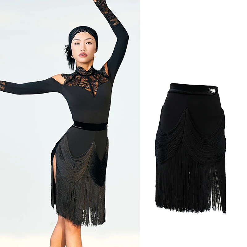 

2023 New Latin Dance Skirts For Women Sexy Fringed Skirt Adult Samba Tango Chacha Rumba Practice Clothes Latin Dress DN15015