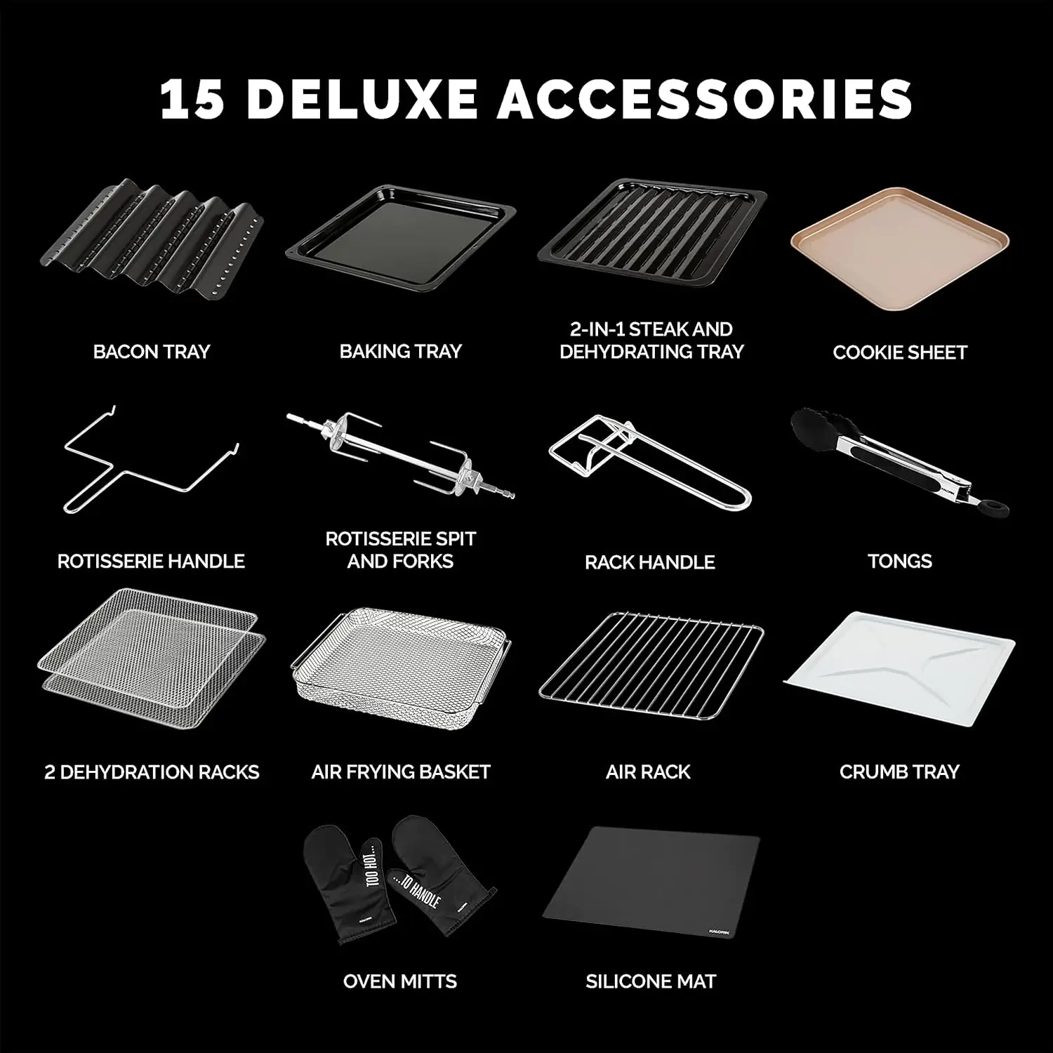26-Quart 10-in-1 Countertop Air Fryer Oven, 15 Deluxe Accessories & 60-Recipe Hardcover Cookbook, 21 Presets, 1700W, Stainless 6