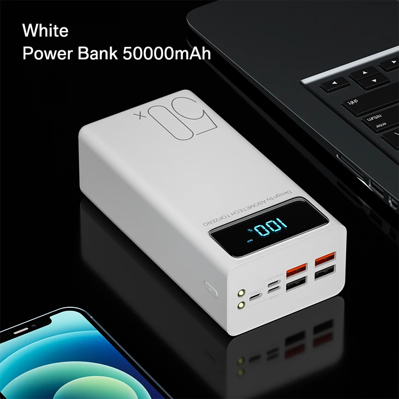 Banque d'alimentation 50 000 mAh avec 4 ports de charge - Écran LED -  Batterie 66 W