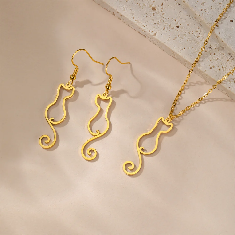 Boucles D'Oreilles Pendantes Chat Jaune - Métal Coloré Acrylique - Neuves (Dormeuses)