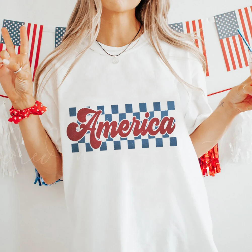 

Американский 4 июля женский топ с коротким рукавом с буквенным принтом Футболка женская новая летняя модная футболка с круглым вырезом Футболка с рисунком