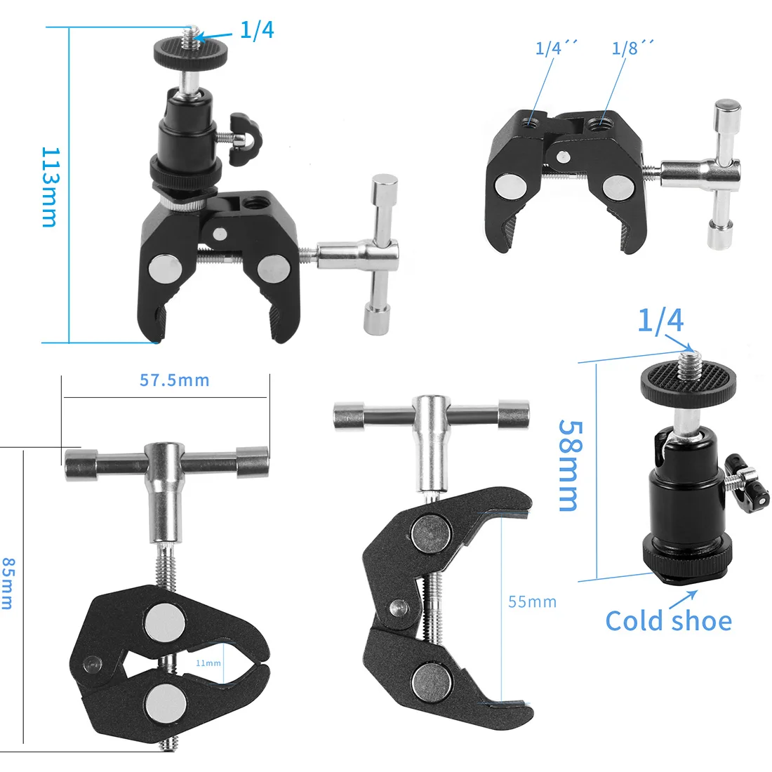 Super Clamp Mount Holder with Tripod Ball Head Adapter for Gopro For Insta360 DS