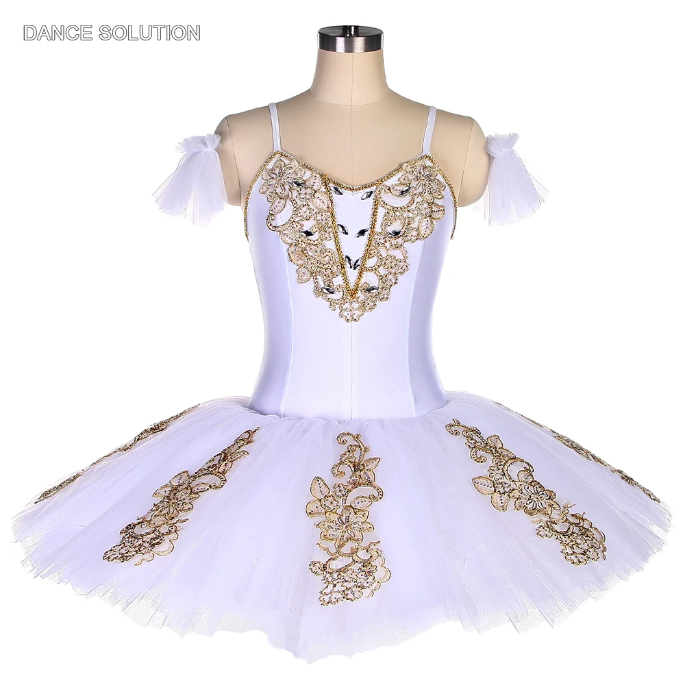 

White Spandex Bodice with Bell-shaped Tulle Skirt Suspender Ballet Tutu Dress for Adult & Girls Stage Performance Costume BLL493