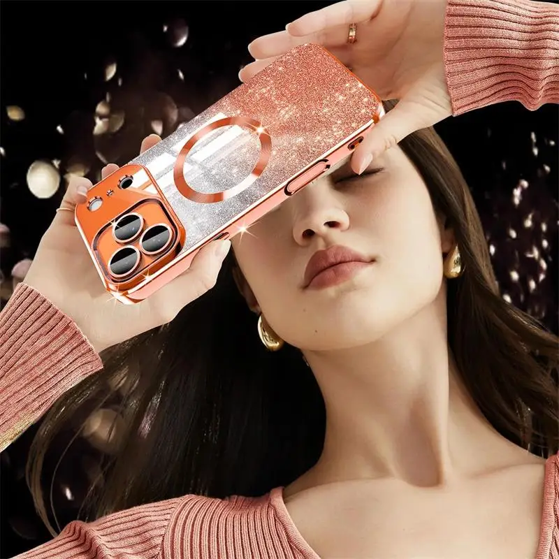 Luxury Glitter Cove Silicone Soft Bumper Magnetic Wireless Case