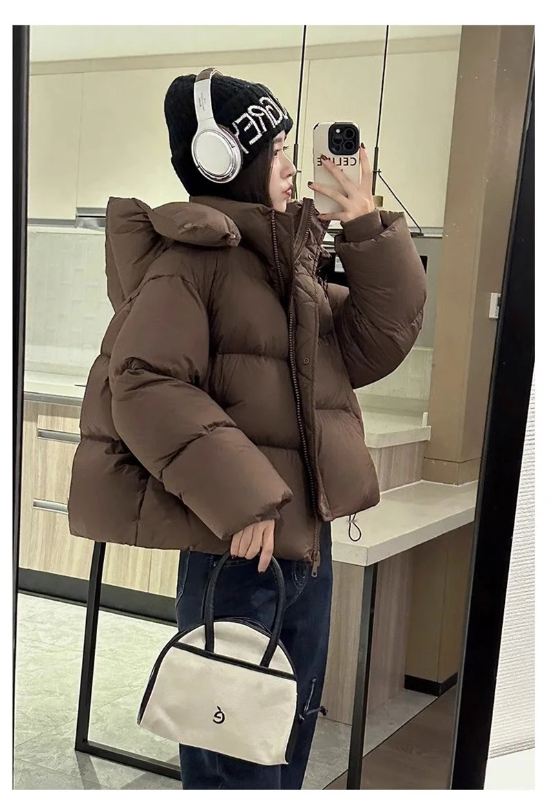 Cotton Jacket 2024 New Fashionable and Versatile Western Style Short Style Hooded Thick Cotton Jacket Loose Winter Cotton Jacket