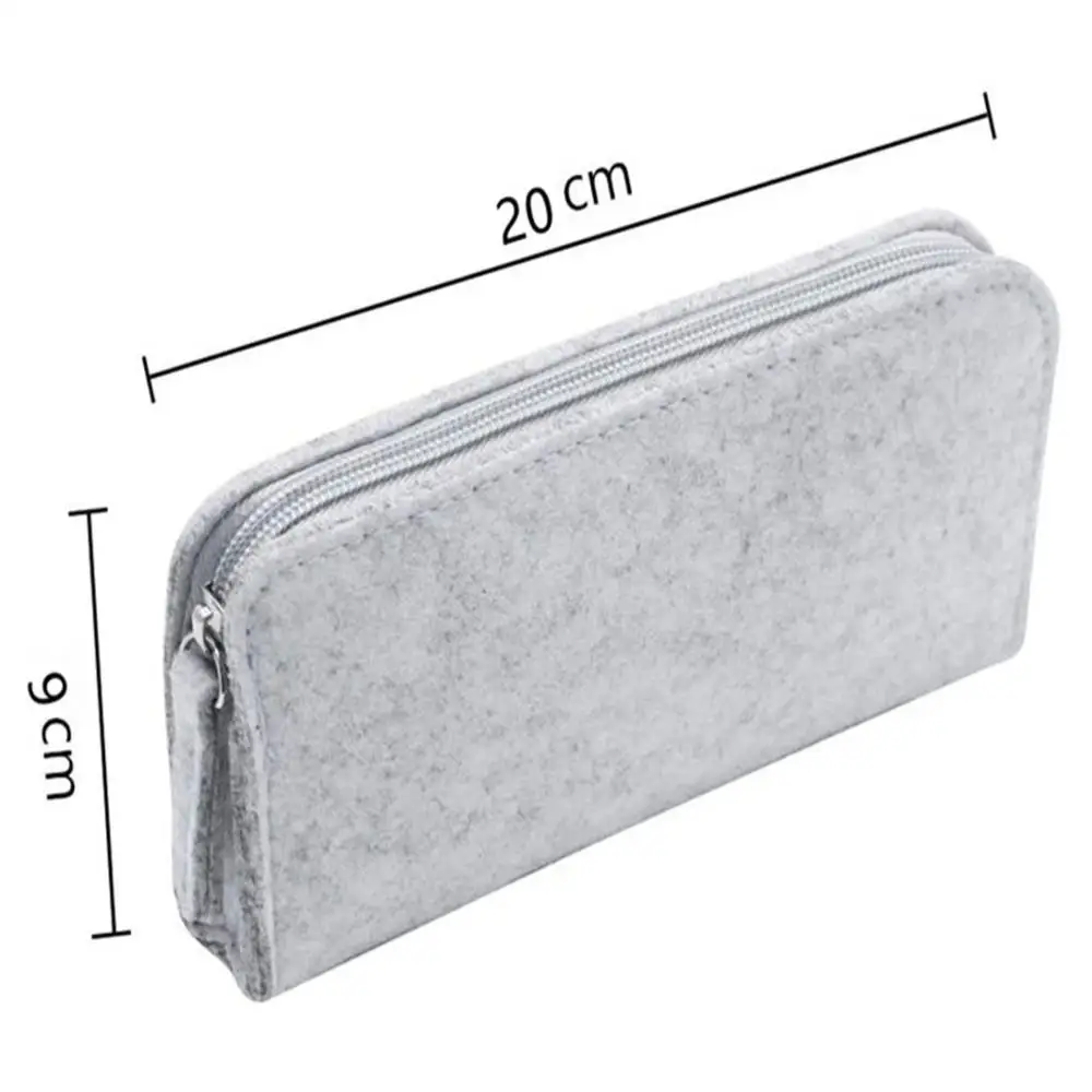 Minimalist Felt Pencil Case Pencil Bag School Office Supplies Stationery Portable Soft Felt Cloth Pouch Makeup Bags Box
