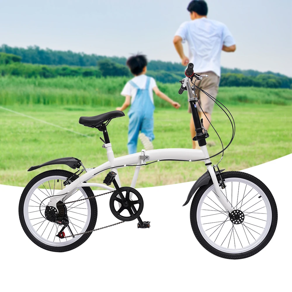 

20 Zoll Erwachsene Faltrad Klappfahrrad 7-Gang Klapprad Camping City Bike Weiß