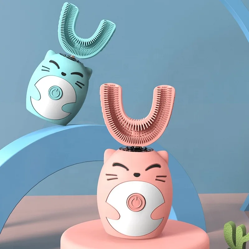 키즈 전용 360도 음파 전동 칫솔, 초음파 스마트 칫솔, 방수 & IPX7 등급, 치아 미백