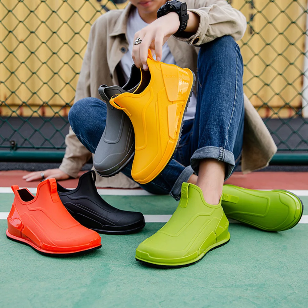 Botas de lluvia impermeables para hombre, zapatos cortos de suela gruesa a prueba de lluvia, botines de agua para primavera y novedad de 2023 - AliExpress