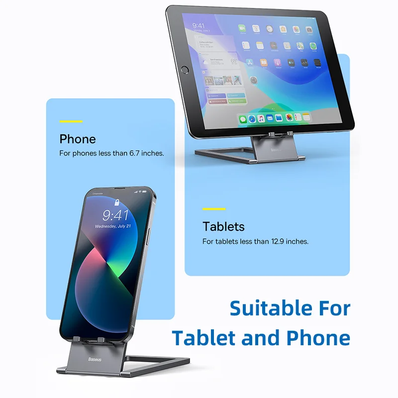 Baseus Foldable Metal Desktop Holder for iPhone 15 14 13 Pro Max iPad Pro 12.9 11 Samsung Tablet Desktop Stand Laptop Support images - 6