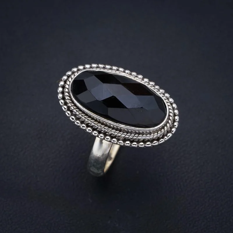 

StarGems Natural Black Onyx Handmade 925 Sterling Silver Ring 6.75 F1730