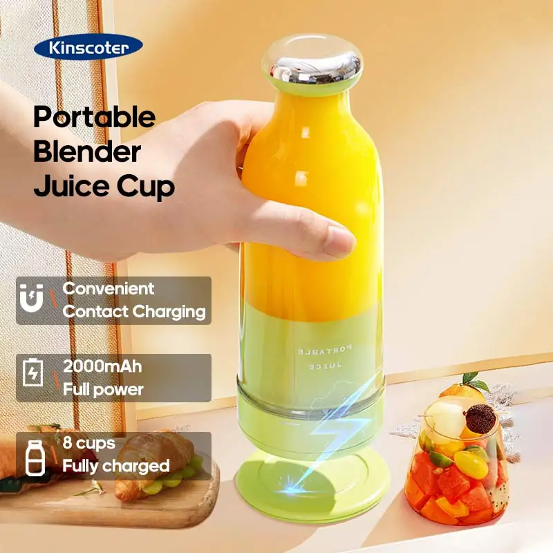 Liquidificador Elétrico Portátil com Lâminas Liquidificador de Sumos Multifunções Liquidificador de Sumos Frescos Liquidificador de Smoothies Copo para Esmagar Gelo