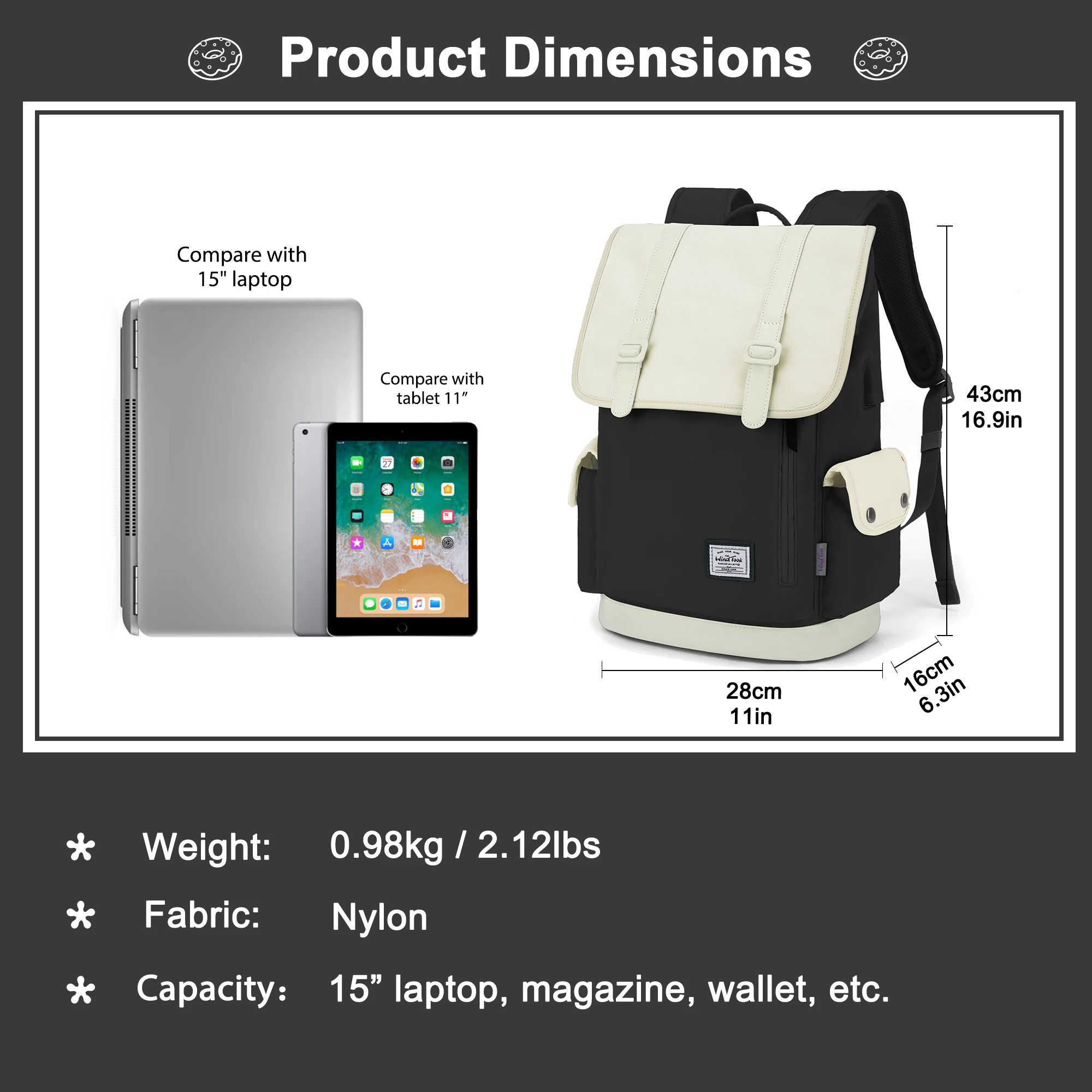 WindTook Laptop Backpack Men Travel Computer Backpack USB Charging Port College Daypack 15 Inch Laptop Waterproof Women Fashion