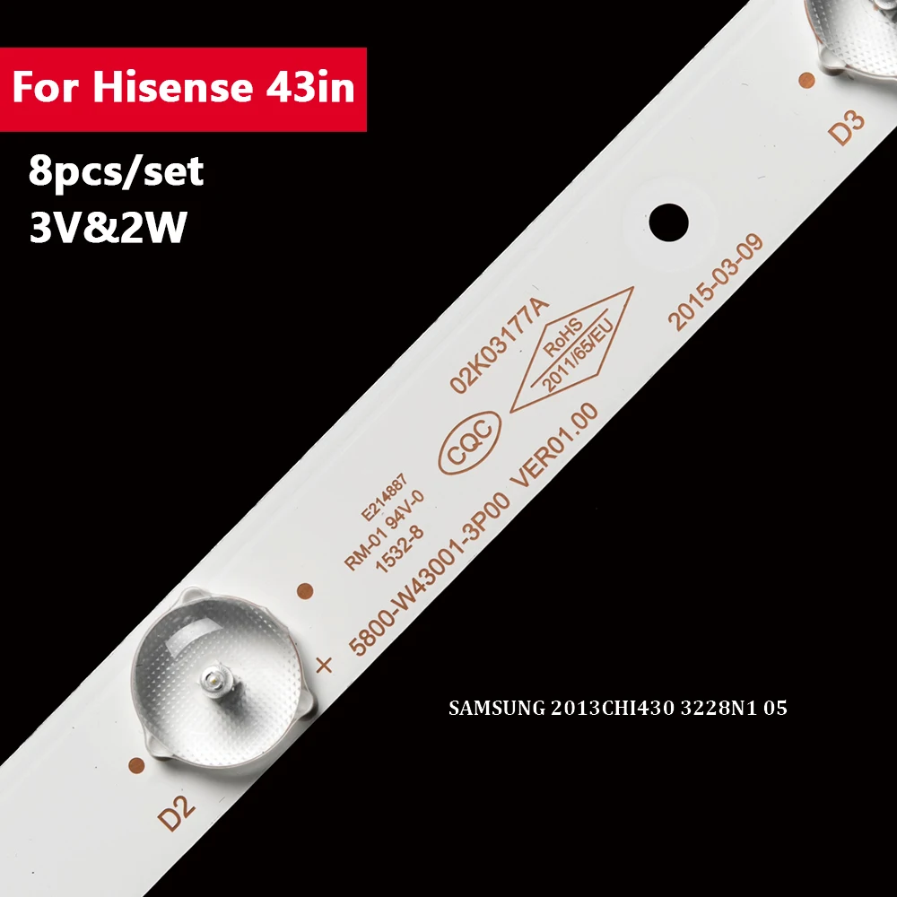 5Set/40 Pz 405Mm 43 Pollici Led Retroilluminazione Tv Strip Per Hisense 5Led 3 V2W Samsung 2013 Chi430 43 E3000 43 E3500 43 E6000 E465853 Rdl430Wy