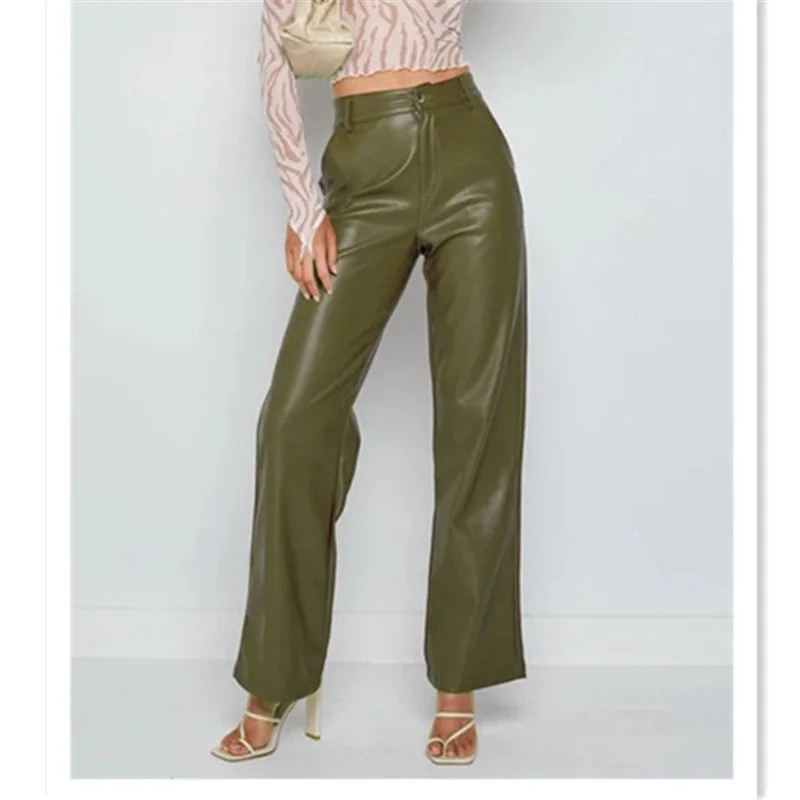 2023 Autumn and Winter Women\'s High Waist Button Pockets zipper Patchwork Straight Leg Casual Fashion Elegant Commuter Pants