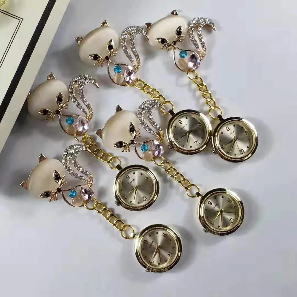 Strass Incrustado Broche Pin, Design Dourado, Enfermeira e Doutor Pendurado Relógio, Relógio de Bolso Médico, Decoração