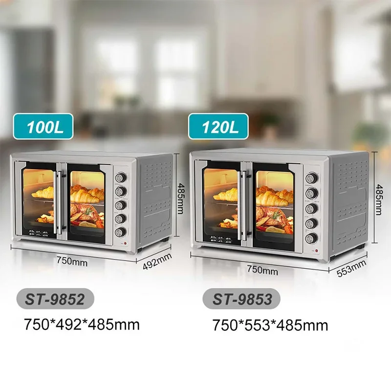100L/120L household oven for baking roasted chicken pizza household stainless steel double door French oven