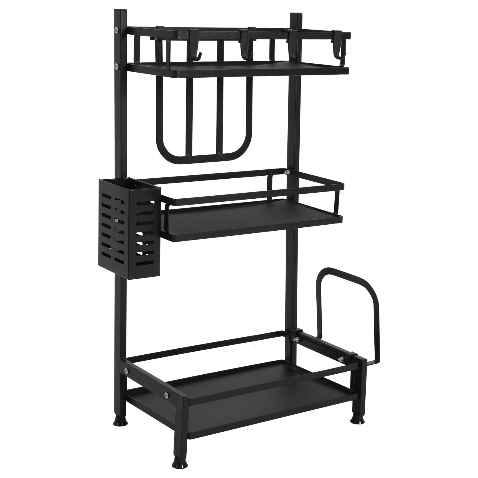 3-stufige Lagerung Küche Organizer Gewürz Gewürz Rack Geschirr Trocknen Rack Halter Rack Arbeitsplatte Stehende Metall Lagerung Regal – Detail 7