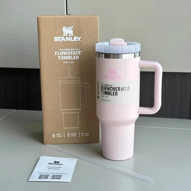 STANLEY Quencher H2.0 FlowState Tumbler 40oz (Pink Dusk) - Stylish Stanley  Tumbler - Pink Barbie Citron Dye Tie