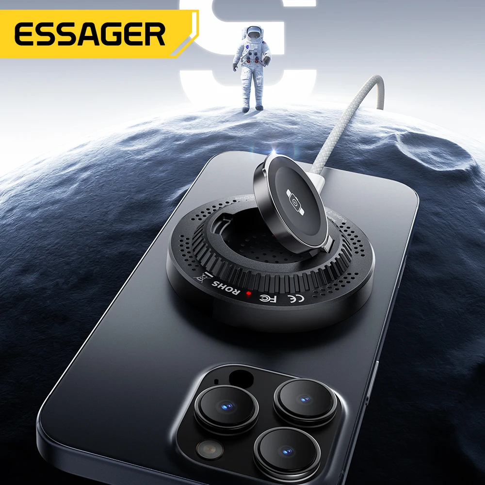 Essager 2-in-1 Magnetic Wireless Charger with Holder - Portable Fast Charging, 15W
