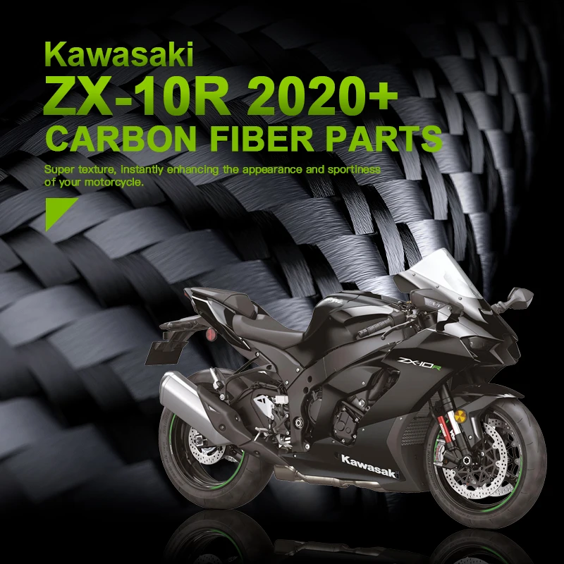 For Kawasaki ZX-10R + Carbon Fiber Accessories Body Side Panels Rear Tail Trim Exhaust Cover Fuel Tank Cover Kit motorcycle accessories kit