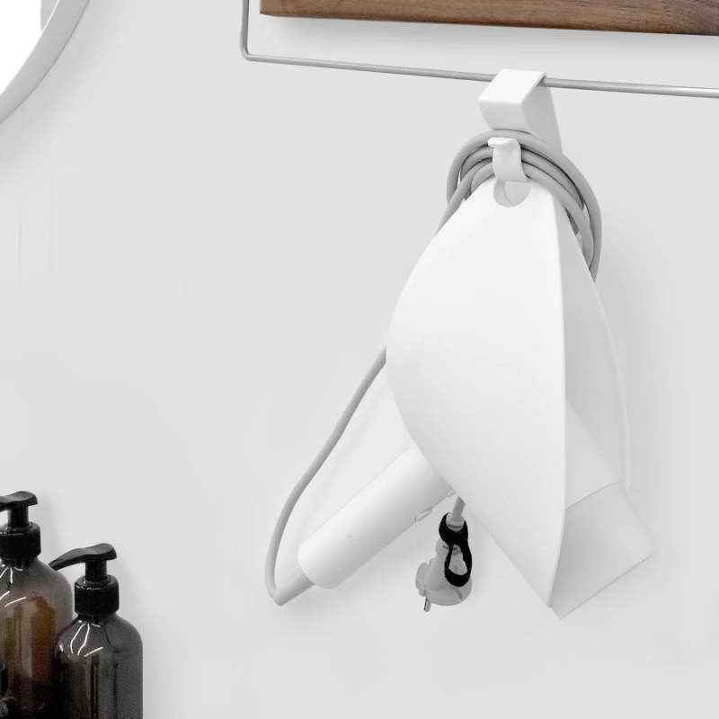 Description Picture 3 of itemHair Dryer Holder Plastic Bathroom Hair Straightener Stand Nail Free Drill-free Shelves for Wall Bathroom Storage Rack Shelf
