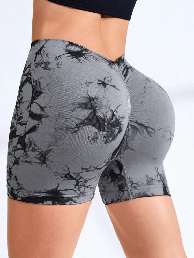 FITTOO Women V Back Shorts Cross High Waist Scrunch Butt Booty Leggings Workout Athletic Gym Cargo Bottoms Sexy Female Clothing 2