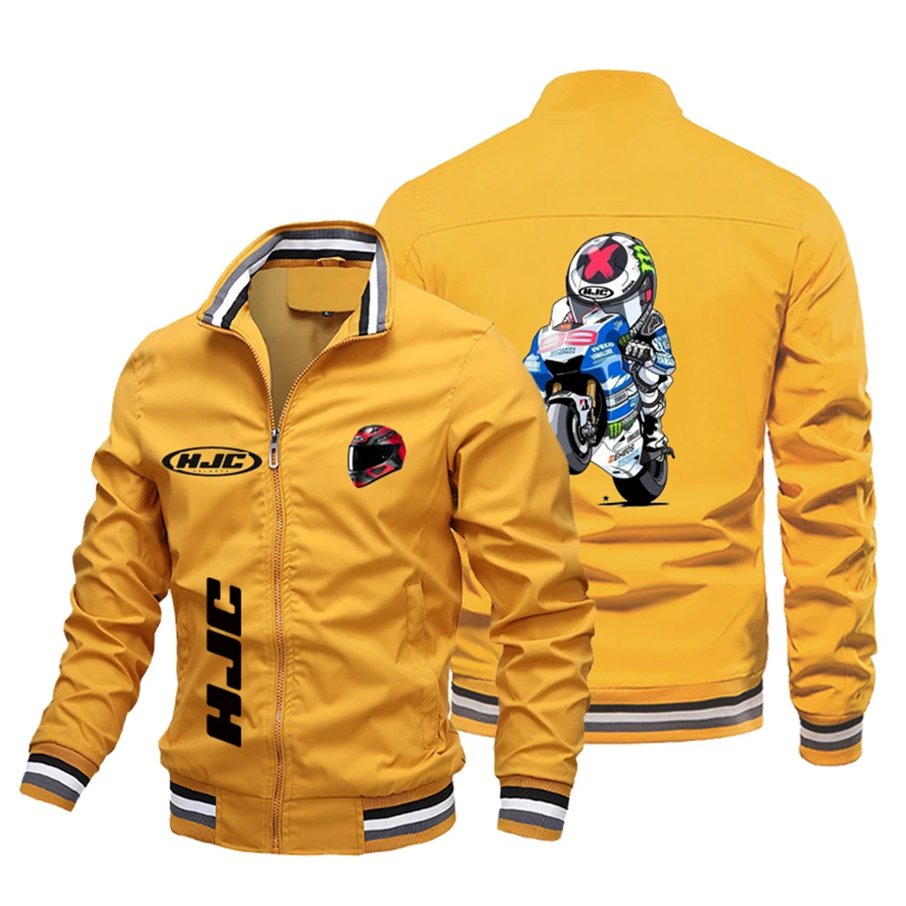 Men's round neck motorcycle jacket, HJC printed breathable rider jacket s-4XL, high-quality, 2024
