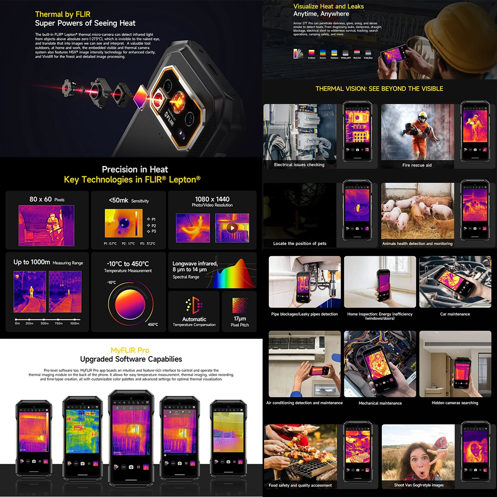 Ulefone Armor 27T Pro Rugged Phone 12GB+256GB 5G 6.78'' Thermal Imaging 10600mAh 33W 50MP+64MP Camera Android 14 NFC Smartphone