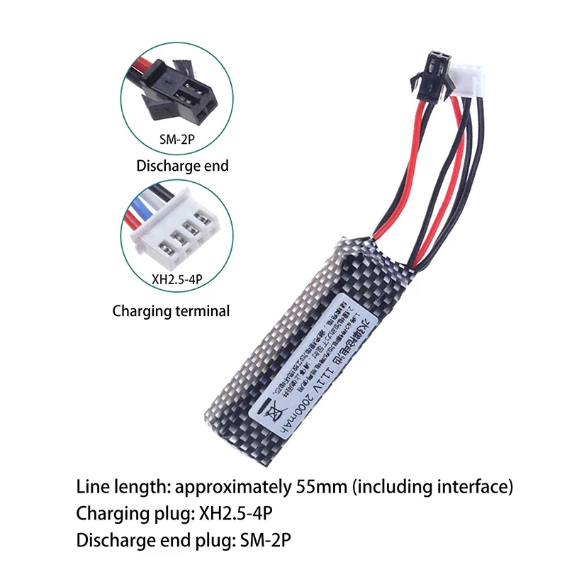 Blaster Battery 1PC 11.1V 2000mAh Gel Water Bead Batteries For Splatter Ball Mini Connector To SM Plug Charger Cable