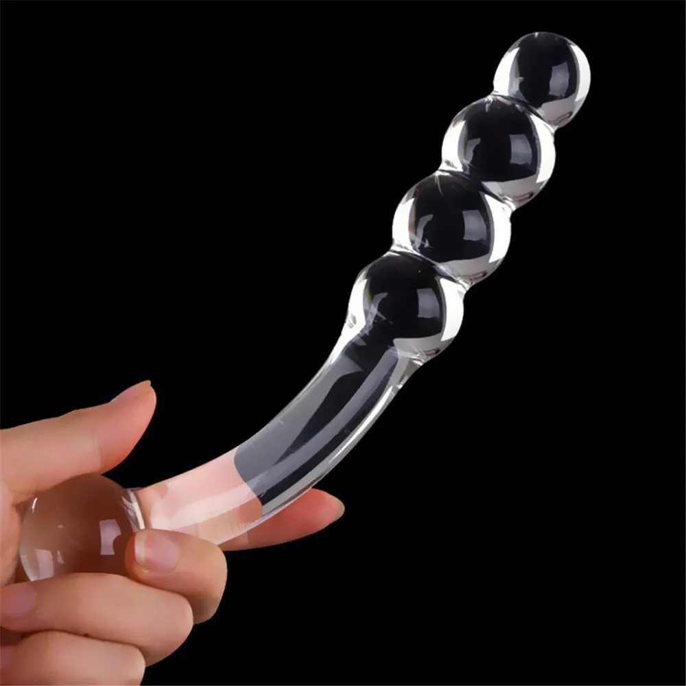 Sex Toys Pyrex Glass Dildo 195x33mm Fake Penis Crystal Anal Beads Butt Plug Prostate Massager G Spot Female Masturbation Toys
